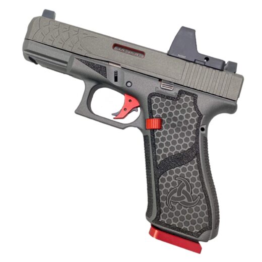 VA Custom Glocks — Modified by Viking Armament When only the best will do, Viking Armament’s custom-built Glocks deliver next-level performance, head-turning style, and battle-ready reliability. We take the world’s most trusted handgun platform and transform it into a statement piece with enhancements that elevate both function and form. Whether it’s your everyday carry, your competition rig, or your backcountry sidearm, our VA Custom Glocks stand apart. Every VA Custom Glock is stripped down and rebuilt by our expert gunsmiths with precision slide cuts, stippling, engraving, and a premium Cerakote finish that defines Viking Armament’s commitment to functional art. Performance upgrades like the aftermarket lightning tap trigger, enhanced mag release, and Trijicon optics system ensure that your pistol runs flawlessly and stays on target, no matter the conditions. These pistols are crafted to order with an average lead time of 4–6 weeks, ensuring each build gets the attention it deserves. Please call us directly if you’d like to discuss further customizations or have any questions about specs and compatibility — we’re here to make your vision a reality. Included Upgrades: Trijicon RMR MOA Red Dot Trijicon SUP Raised Height Sights Custom VA Slide Cuts Custom VA Stippling Custom VA Engraving Aftermarket Lightning Tap Trigger Enhanced Magazine Release Slide Cover Plates Magazine Floor Plates Custom VA Cerakote Finish Notes: Lead times on all custom pistols are currently 4–6 weeks. Contact Viking Armament at (970) 589-1290 for additional custom requests or questions. DISCLAIMER: “GLOCK” is a federally registered trademark of GLOCK, Inc. Neither Viking Armament nor this page is affiliated with or endorsed by GLOCK, Inc. Push the limits of what a Glock can be — get yours dialed in, dressed up, and ready to run with a VA Custom build from Viking Armament.