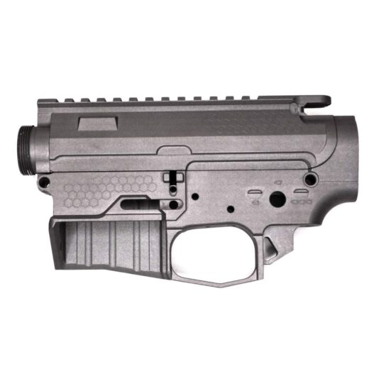 Billet Receiver Set – Precision-Machined Performance Not only does this receiver set look incredible, but its performance is in a league of its own. Designed with the shooter in mind, this set blends cutting-edge engineering with premium materials for a reliable, high-performance foundation. This set is CNC machined from aircraft-grade billet aluminum, delivering unmatched strength, consistency, and rigidity. The precise machining process ensures tight tolerances and superior fitment between components. Whether you're building for competition, duty use, or personal defense, this material and method provide an elite starting point. Our proprietary magwell design is 80% larger, dramatically improving reload efficiency under stress. Despite the increased size, the design uses 20% less material overall, optimizing both weight and performance. This innovation allows shooters to confidently and quickly seat magazines, even in high-pressure scenarios. All components are manufactured in Colorado or sourced from 100% U.S.-based partners. This commitment to domestic production ensures quality control and supports American manufacturing. Every detail, from machining to coatings, reflects our dedication to excellence and accountability. The receiver set includes a bolt release screw and an anti-rattle screw to streamline your build and enhance reliability. These small additions make a big difference by reducing movement and noise while increasing ease of installation. You’ll notice the solid, refined feel from the first time you handle it. Each set comes professionally finished in Cerakote, offering excellent resistance to wear, corrosion, and harsh environments. The finish not only protects but also gives the receiver a clean, aggressive appearance. Choose a color that fits your build — and know it’s built to last. 🔒 MUST SHIP TO A VALID FFL DEALER