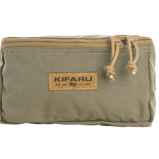 Kifaru Small Belt Pouch The Kifaru Small Belt Pouch is designed to keep essential gear immediately accessible without compromising comfort or stability. Whether you’re deep in the backcountry or navigating daily field tasks, this pouch makes managing your small items seamless and efficient. Engineered for intuitive, one-handed operation, it excels in both convenience and reliability. Crafted from single-layer 500D Cordura or Xpac material, this pouch is built for rugged environments. The flip-top zippered design allows smooth access even while wearing gloves, and the dual-slider system ensures ambidextrous usability. It's a perfect fit for organizing frequently used items like snacks, headlamps, rangefinders, multitools, or gloves—especially when you need to reach them without slowing down. Installation is simple thanks to Kifaru’s secure mounting system, which is compatible with all Kifaru waistbelts and packs equipped with PALS webbing or a PALS matrix. Once mounted, the pouch stays firmly in place and retains a sewn-down feel that eliminates unwanted shifting or bouncing during movement, regardless of how fully packed it is. Components: Constructed with single-layer 500D Cordura or Xpac Dual-slider zipper for ambidextrous access Flip-top opening for one-handed operation Mounts securely to Kifaru belts or packs with PALS or PALS Matrix Notes: Weight: 2.5 oz Volume: 143 cubic inches Dimensions: 8″ wide x 4″ high x 1.5″ deep Ideal for organization of small, frequently accessed items Whether you’re trekking miles into the wilderness or building out a modular daypack system, the Kifaru Small Belt Pouch is a field-tested solution for quick access, low-profile storage, and unmatched durability.