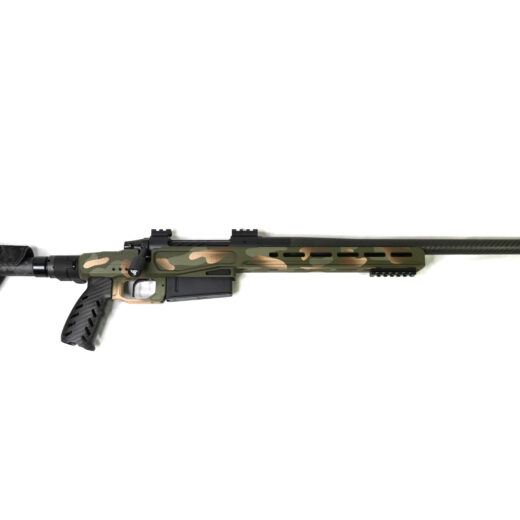 VA Apex – VA Apex 300 PRC Built for speed, precision, and backcountry performance, the VA Road Runner in 300 PRC is the ultralight weapon system you’ve been waiting for. Whether you're stalking game deep in no-man’s land or need a lightweight precision rifle you can rely on in the truck or on the trail. The Road Runner delivers strength without the weight. At its heart is the Viking Armament Outlaw stainless action. Paired with a premium 20” Benchmark Carbon Sendero barrel, chambered in the 300 PRC cartridge. Designed for hunters who demand power, accuracy, and flat shooting ballistics in a compact package. The barrel is finished with a gunsmith-timed MB&M 4 Port Muzzle Brake to reduce recoil and keep your crosshairs on target for fast follow-up shots. Our VA Road Runner Magnesium Chassis houses the build, which packs premium features while tipping the scale at a featherweight. The carbon fiber grip, cheek rest, and buttstock components keep the profile sleek and strong. The integrated folding adapter allows for ultimate portability, whether it's strapped to your pack or stowed away in the cab. Topped off with a Black Cerakote finish and black bolt assembly, this rifle doesn’t just perform—it looks the part too. Engineers build the Road Runner for those who go farther, push harder, and refuse to compromise on accuracy in extreme conditions. Specifications: Viking Outlaw Action Benchmark Carbon Sendero 22” 1:9 4 Port MB&M Timed Brake Trigger Tech Special Flat Bar Trigger Apex Aluminum Carbon Folding Chassis Carbon Grip Green Multicam Cerakote Sub ½ MOA Guarantee. 100% Made in the USA. Limited Lifetime Warranty Included.