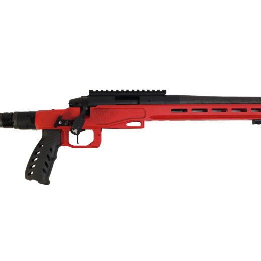 22 LR CUSTOM BUILD (RED) Built for shooters who want precision rimfire performance in a lightweight, premium platform, this .22 LR custom build delivers exceptional accuracy, smooth operation, and refined handling. Designed around a high-end Zermatt action and carbon-forward construction, this rifle is ideal for training, small game hunting, and precision rimfire shooting. At just 6 lbs 12 oz, it offers excellent balance and control while remaining easy to carry for extended sessions in the field. Component Breakdown Action: Zermatt Rimfire Action Chassis: Element 4.0 (Viking Armament Edition – Magnesium) Barrel: 18” Lilja Carbon Fiber Barrel (.22 LR) Trigger: TriggerTech Special (TTS) Furniture: Carbon Fiber Components (Grip, Buttstock, Folding Adapter) Finish: Red Cerakote Performance & Application The .22 LR platform is perfect for precision training, allowing shooters to refine fundamentals with minimal recoil and cost. Paired with an 18” Lilja carbon barrel, this rifle delivers outstanding accuracy and consistency, making it well-suited for both target shooting and small game applications. The magnesium Element 4.0 chassis provides a rigid and lightweight foundation, while the carbon fiber components reduce overall weight without compromising strength. This combination results in a rifle that is easy to handle, highly portable, and stable in a variety of shooting positions. The TriggerTech Special ensures a crisp, consistent break, enhancing control and shot placement. Finished in a bold red Cerakote, this rifle stands out visually while offering durable protection against wear and environmental conditions. Precision Guarantee Every Viking Armament rifle is backed by our Sub-½ MOA Accuracy Guarantee, ensuring dependable accuracy and performance in every shot.