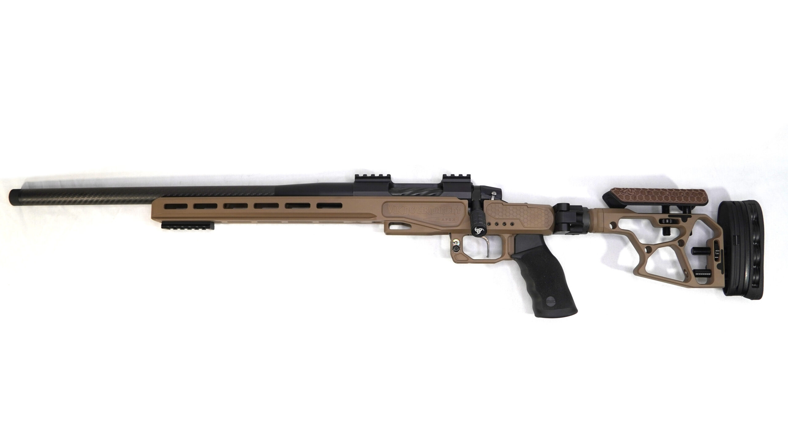 6.5 PRC Lightweight Precision Rifle (Left-Handed) Built for shooters who demand precision without compromise, this left-handed 6.5 PRC configuration delivers a perfect balance of lightweight performance, structural rigidity, and real-world usability. Designed around a premium titanium action and carbon-forward construction, this rifle excels in backcountry hunting scenarios and long-range precision applications where weight and reliability matter most. At just 7 lbs 5.3 oz, it remains highly packable while maintaining the stability needed for consistent, repeatable accuracy. Component Breakdown Action: Fuzion TI (Titanium, Left-Handed) Chassis: Element 4.0 (Viking Armament Edition – Magnesium) Barrel: 20” BSF Carbon Fiber Barrel (6.5 PRC) Trigger: TriggerTech Special (TTS) Grip: Ergo Grip Stock: C6 Folding Stock Finish: Flat Dark Earth (FDE) Cerakote Performance & Application The 6.5 PRC cartridge is known for its flat trajectory and superior energy retention, making it an ideal choice for extended-range hunting. Paired with the lightweight BSF carbon barrel and titanium Fuzion action, this rifle maintains excellent thermal stability and shot-to-shot consistency even in demanding environments. The magnesium Element 4.0 chassis keeps overall weight down while preserving rigidity, and the folding stock enhances portability for pack-in hunts or tight transport scenarios. The TriggerTech Special provides a crisp, repeatable break, allowing shooters to fully capitalize on the rifle’s inherent accuracy. Every component is selected to reduce unnecessary weight while maintaining durability and performance under real-world conditions. Precision Guarantee Every Viking Armament rifle is backed by our Sub-½ MOA Accuracy Guarantee, giving you confidence that your rifle will perform when it matters most.
