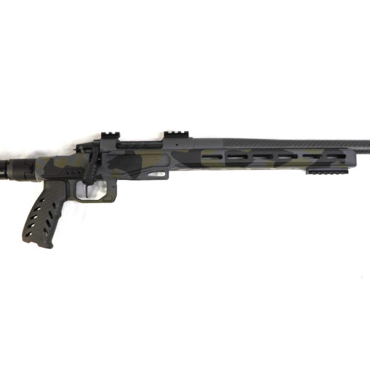 6.5 PRC CUSTOM BUILD (SPLINTER CAMO) Designed for hunters who demand lightweight performance and precision in the field, this 6.5 PRC custom build delivers a refined balance of mobility, durability, and long-range capability. Built around a carbon-forward platform and premium components, this rifle is optimized for backcountry hunts and extended-range shooting where consistency matters. Weighing just 6 lbs 11.4 oz, it offers excellent packability without sacrificing stability or control. Component Breakdown Action: Viking Armament Outlaw (VAOL) Chassis: Element 4.0 (Viking Armament Edition – Magnesium) Barrel: 20” Benchmark Barrel (6.5 PRC) Trigger: TriggerTech Special (TTS) Furniture: Carbon Fiber Components (Grip, Buttstock, Folding Adapter) Finish: Custom Cerakote (Black, Gray, Green Splinter Camo) Performance & Application The 6.5 PRC is known for its flat trajectory and efficient long-range performance, making it a go-to cartridge for hunters targeting medium to large game at distance. Paired with a 20” Benchmark barrel, this rifle delivers consistent velocity and excellent shot-to-shot reliability while maintaining a lightweight profile. The magnesium Element 4.0 chassis provides a rigid, stable shooting platform without excess weight, while the carbon fiber components further reduce carry fatigue during long hunts. This setup creates a rifle that is easy to transport, quick to deploy, and dependable in demanding environments. The TriggerTech Special offers a crisp, repeatable break, allowing for precise shot placement when it matters most. The custom splinter camo Cerakote finish adds a unique, aggressive look while providing long-lasting protection against the elements. Precision Guarantee Every Viking Armament rifle is backed by our Sub-½ MOA Accuracy Guarantee, ensuring consistent, reliable accuracy in every shot.