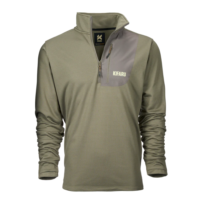 The Kifaru Grid Fleece is designed for those who demand reliable performance in the backcountry. Crafted from 230gsm 100% polyester grid fleece, it offers lightweight warmth and durability for any adventure. The 4-way stretch fabric ensures unrestricted movement, while the drop-tail hem provides additional coverage, especially when wearing a pack. Just like our packs, we’ve utilized reinforced bar tacks in high-strain areas to guarantee added longevity where it matters most. Ergonomic thumbholes provide extra coverage for your hands in cold conditions. Built to handle the demands of the backcountry, this fleece is ready for every mile, every season. *Product Imported